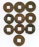 Lot of 10 various bronze ban-liang cash, Western Han, 200-100 BC, China