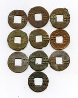 Lot of 10 various bronze ban-liang cash, Western Han, 200-100 BC, China