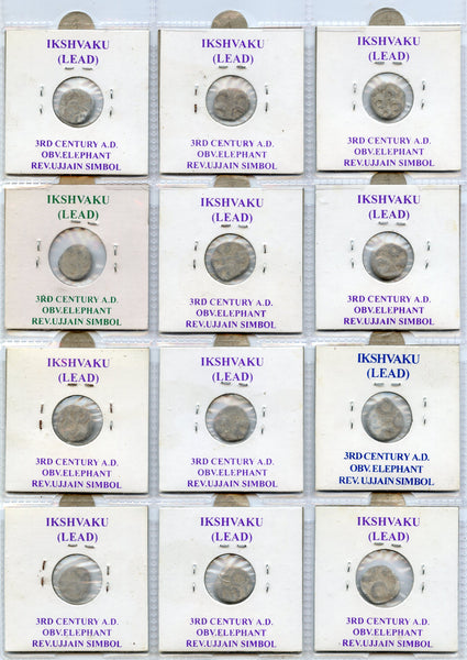 Lot of 12 lead coins of the Ishvakus, 200-300 CE, Ancient India