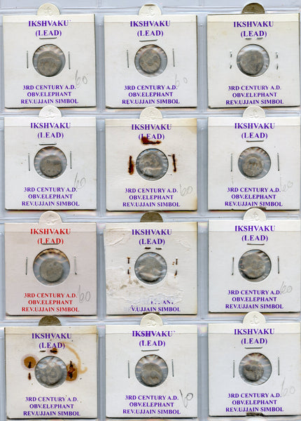 Lot of 12 lead coins of the Ishvakus, 200-300 CE, Ancient India