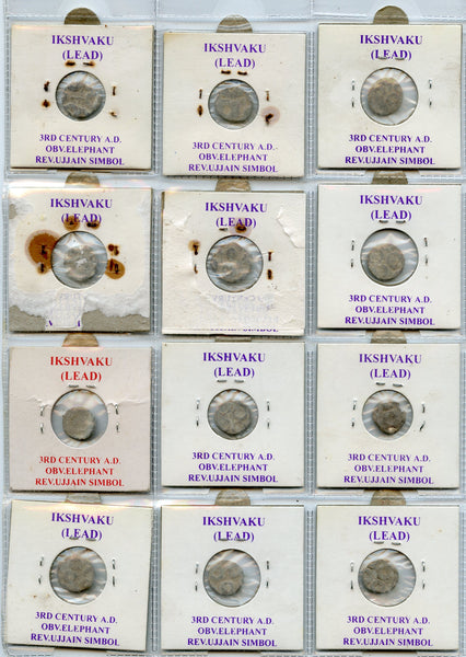 Lot of 12 lead coins of the Ishvakus, 200-300 CE, Ancient India