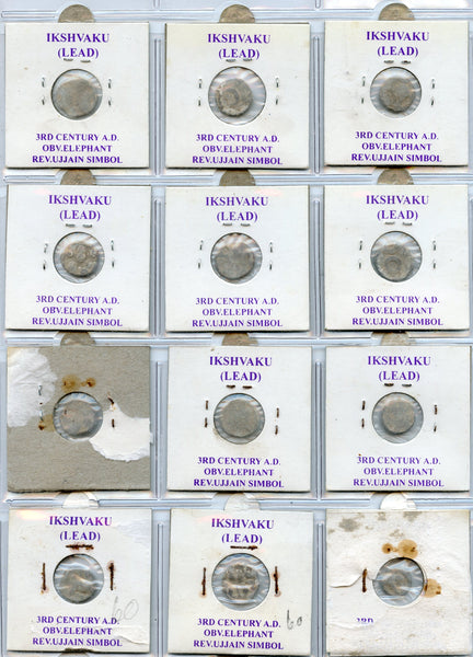 12 lead coins of the Ishvakus, 200-300 CE, Ancient India