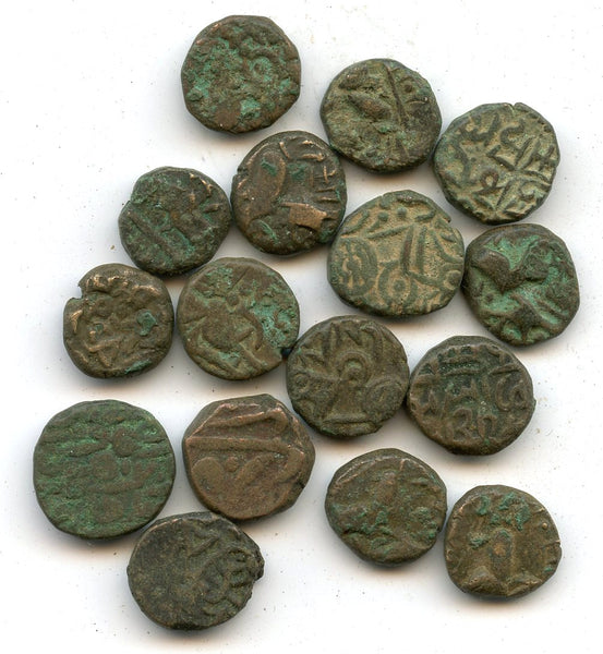 Lot of 16 various horseman jitals, 1100-1200's, Kangra Kingdom