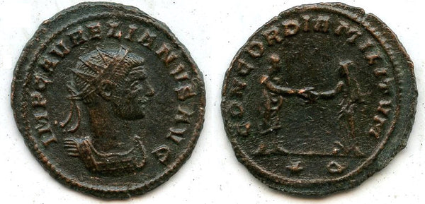 Antoninianus of Aurelian (270-275 CE), Siscia, Roman Empire - COCORDIA MILITVM type