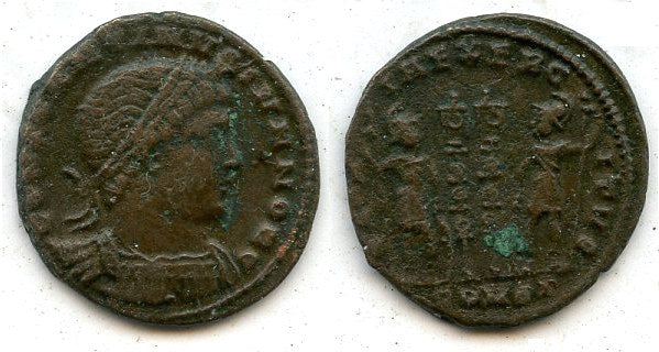 GLORIA EXERCITVS follis of Constantine II as Caesar, 317-337 AD, Roman Empire (RIC 81)
