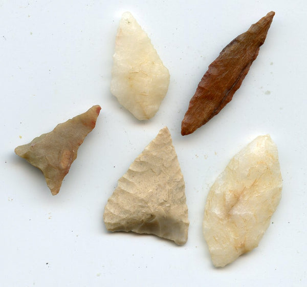 Lot of 5 various stone arrowheads, North Africa, Neolithic period, c.5000-3000 BC