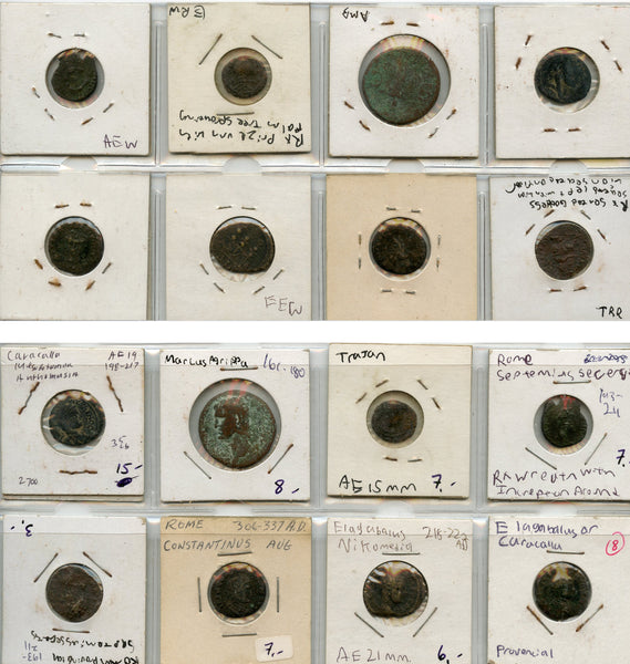 Lot of 8 various ancient bronze Roman coins, 1st-4th centuries