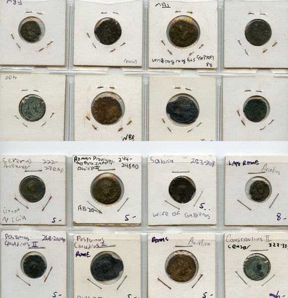 Lot of 8 various ancient bronze Roman coins, 3rd-4th centuries