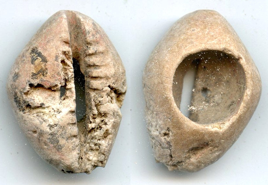 Rare large stone cowrie proto-coin w/one hole, c.800 BC, W. Zhou, Chin ...