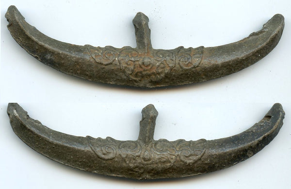 Large decorated tin boat money, Java, Majapahits?, Indonesia, c.1000/1600s