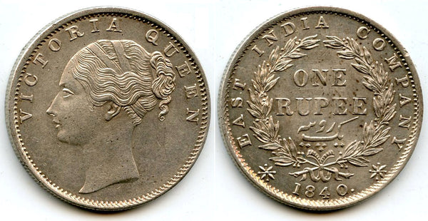 Silver rupee in the name of Victoria Queen, 1840, British India