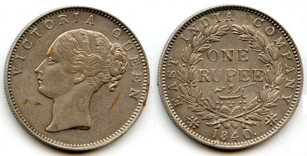 Silver rupee in the name of Victoria Queen, 1840, British India
