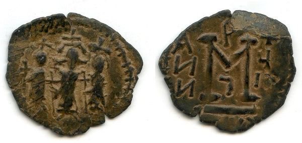 Rare type - Arab-Byzantine follis, c.635-675, Tabariyya mint, Ummayad Caliphate (W-43)