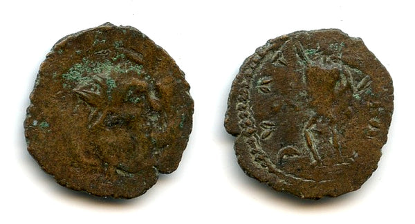 Crude ancient barbarous antoninianus of Tetricus I, c.270-280 AD, Gallo-Roman Empire