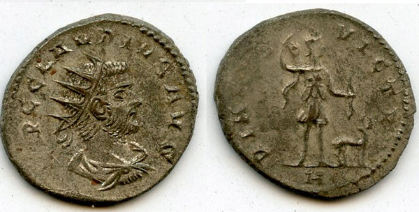 Rare DIANAE VICTR silvered antoninianus of Claudius II (268-270 AD), Antioch, Roman Empire
