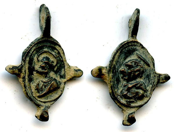 Very nice votive pendant with two Saints, c.15th-16th century, Spain