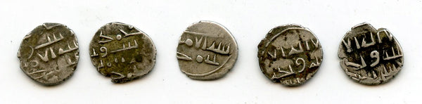 Lot of 5 nice silver dammas, late 900s CE, Habbarid Amirs of Sind