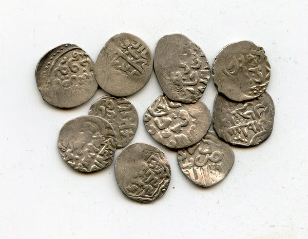 Lot of 10 silver dangs, various types/mints, 1300s, Jochid Mongols, Golden Horde