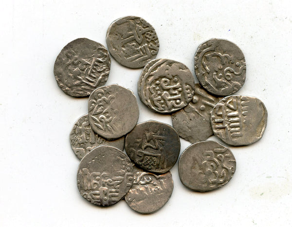 Lot of 12 silver dangs, various types/mints, 1300s, Jochid Mongols, Golden Horde