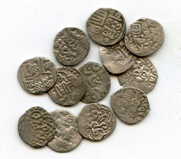 Lot of 12 silver dangs, various types/mints, 1300s, Jochid Mongols, Golden Horde