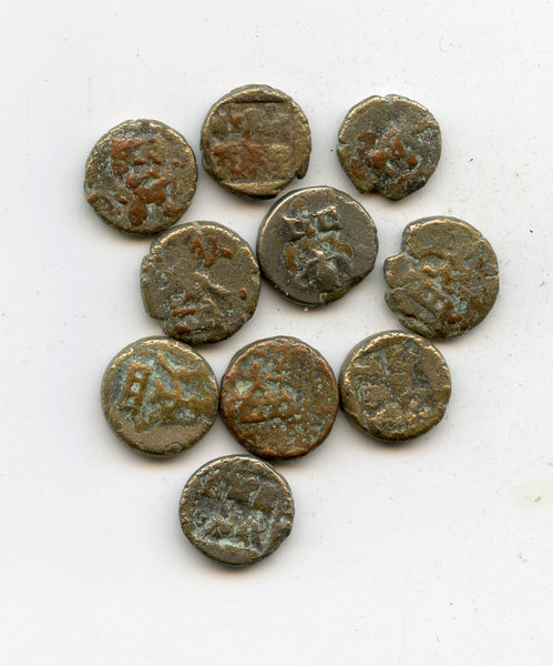 Lot of 10 potin karshapanas of King Indramitra (ca.75-50 BC), Panchala, India