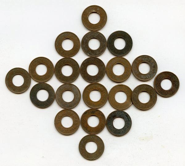 Lot of 20 bronze 1-pice coins of George VI, different dates (1943-47), India