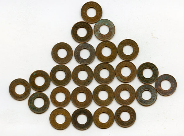 Lot of 25 bronze 1-pice coins of George VI, different dates (1943-47), India