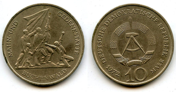 East Germany (DDR) - large 10 marks, Liberation of Buchenwald concentration camp - 1972  (Berlin mint)