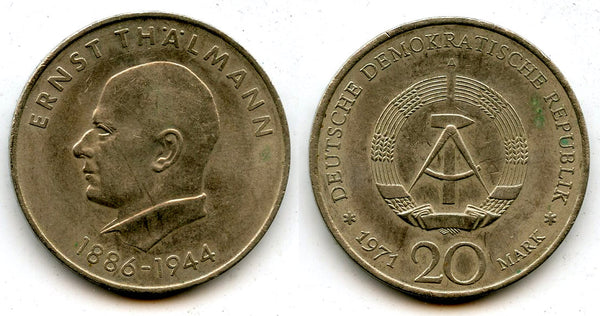 East Germany (DDR) - large 20 marks - Ernst Thalmann - 1971 (Berlin mint)