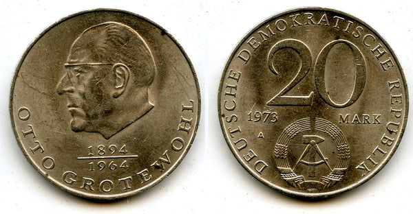 East Germany (DDR) - large 20 marks, Otto Grotewohl - 1973 (Berlin mint)