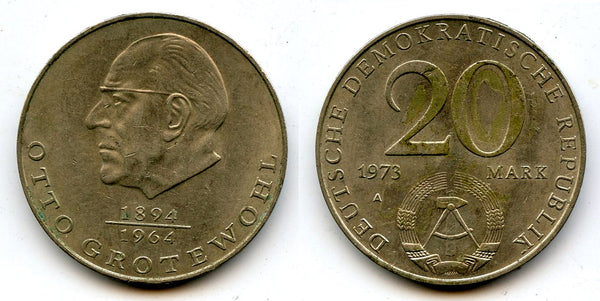 East Germany (DDR) - large 20 marks, Otto Grotewohl - 1973 (Berlin mint)