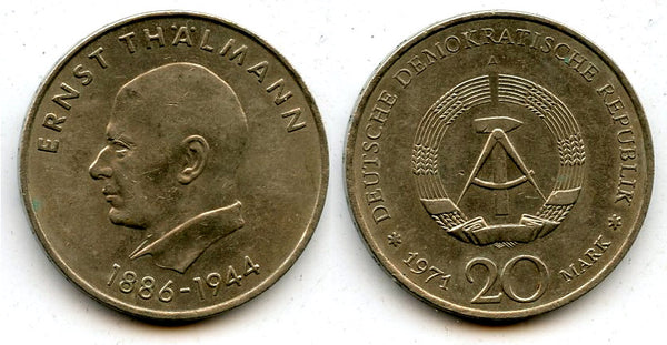East Germany (DDR) - large 20 marks - Ernst Thalmann - 1971 (Berlin mint)
