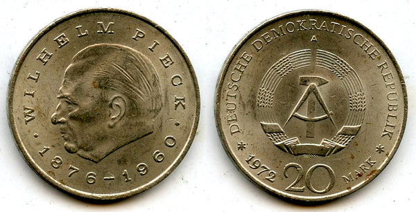 Wilhelm Pieck, 1st President of the (DDR) - 20 marks, 1972-A (Berlin mint)