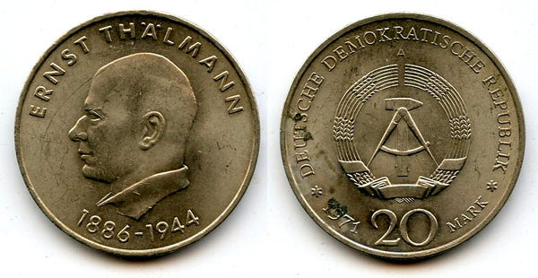 East Germany (DDR) - large 20 marks - Ernst Thalmann - 1971 (Berlin mint)