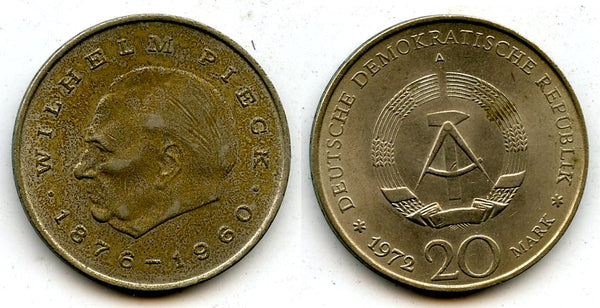 Wilhelm Pieck, 1st President of the (DDR) - 20 marks, 1972-A (Berlin mint)