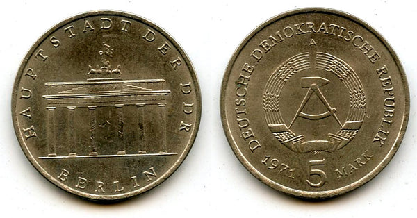 The Brandenburg gate of Berlin(DDR) - 5 marks, 1971-A (Berlin mint)