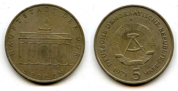 The Brandenburg gate of Berlin(DDR) - 5 marks, 1971-A (Berlin mint)