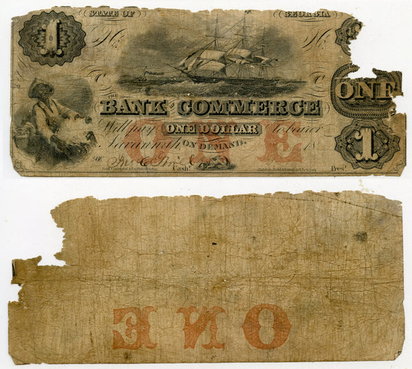 Obsolete banknotes - 1 dollar, 1862, Bank of Commerce, Georgia, CSA issue