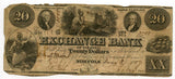 Obsolete banknote - 20-dollars, 1857, The Exchange Bank of Virginia