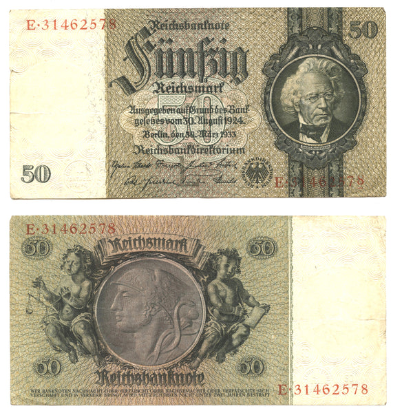 50 Reichsmark, 1933, Third Reich (Nazi Germany), Germany
