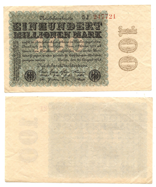 100 million marks, 1923, Weimar Republic (1918-1933), Germany (Pick-107)