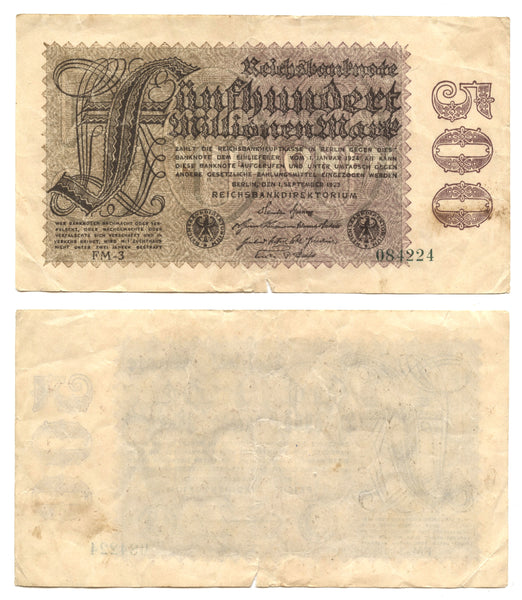 500-million mark, 1923, Weimar Republic (1918-1933), Germany (Pick-110)