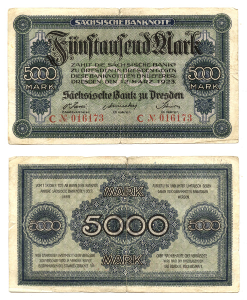 5 000 marks, 1923, Weimar Republic (1918-1933), Germany (Pick-S957)