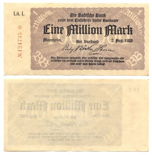 1 million marks, 1923, Weimar Republic (1918-1933), Germany (Pick-S912)