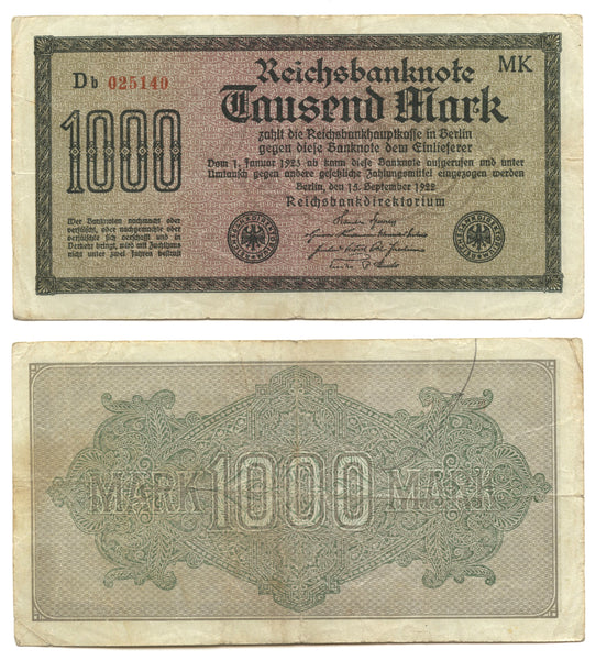 1000 marks, 1922, Weimar Republic (1918-1933), Germany (Pick-76)