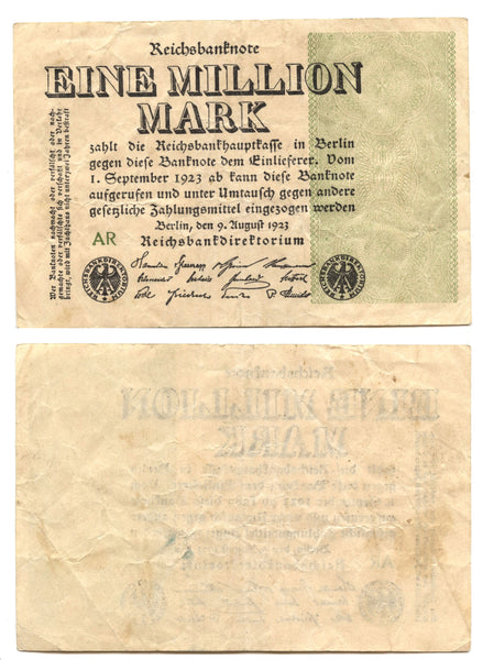 1-million mark, 1923, Weimar Republic (1918-1933), Germany (Pick-102)