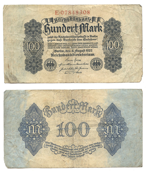 100 marks, 1922, Weimar Republic (1918-1933), Germany (Pick-75)