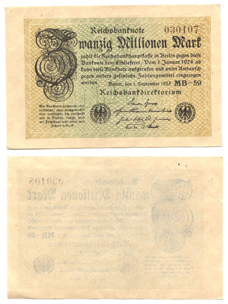 20-million marks, 1923, Weimar Republic (1918-1933), Germany (Pick-108)