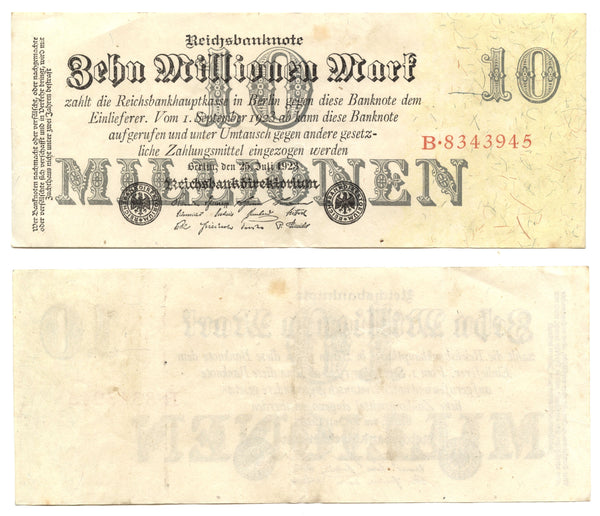 10 million mark, 1923, Weimar Republic (1918-1933), Germany