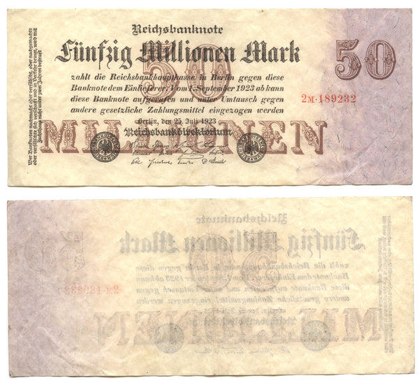 50 million mark, 1923, Weimar Republic (1918-1933), Germany (Pick-98)